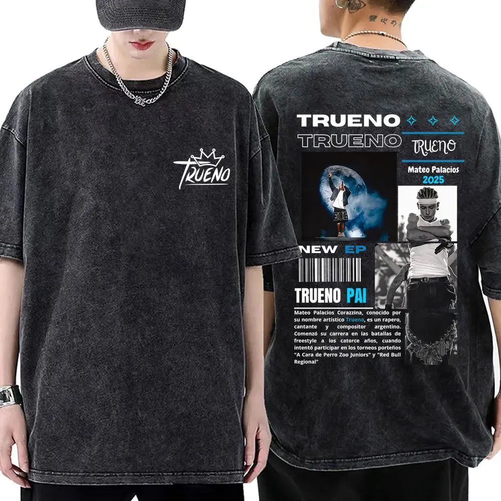 

Washed Vintage Rapper Trueno Mateo Palacios 2025 T-shirt Men Women Hip Hop Fashion Trend T Shirt Men's Cotton Oversized T-shirts