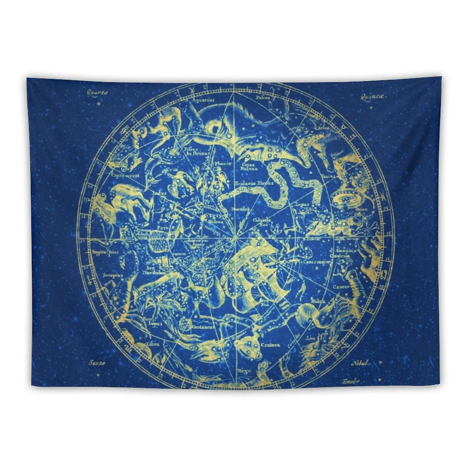 

New Zodiac Star Sign Constellation Map Yellow on Blue Infinity Tapestry Anime Decor Home Decorators