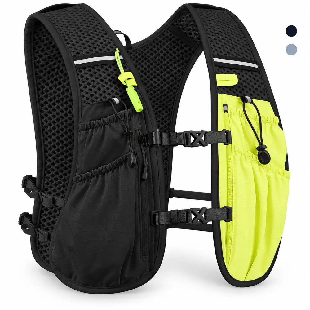 Lightweight Running Hydration Vest Breathable Reflective Hydration Backpack Adjustable Fit 3D Mesh Trail Running Pack
