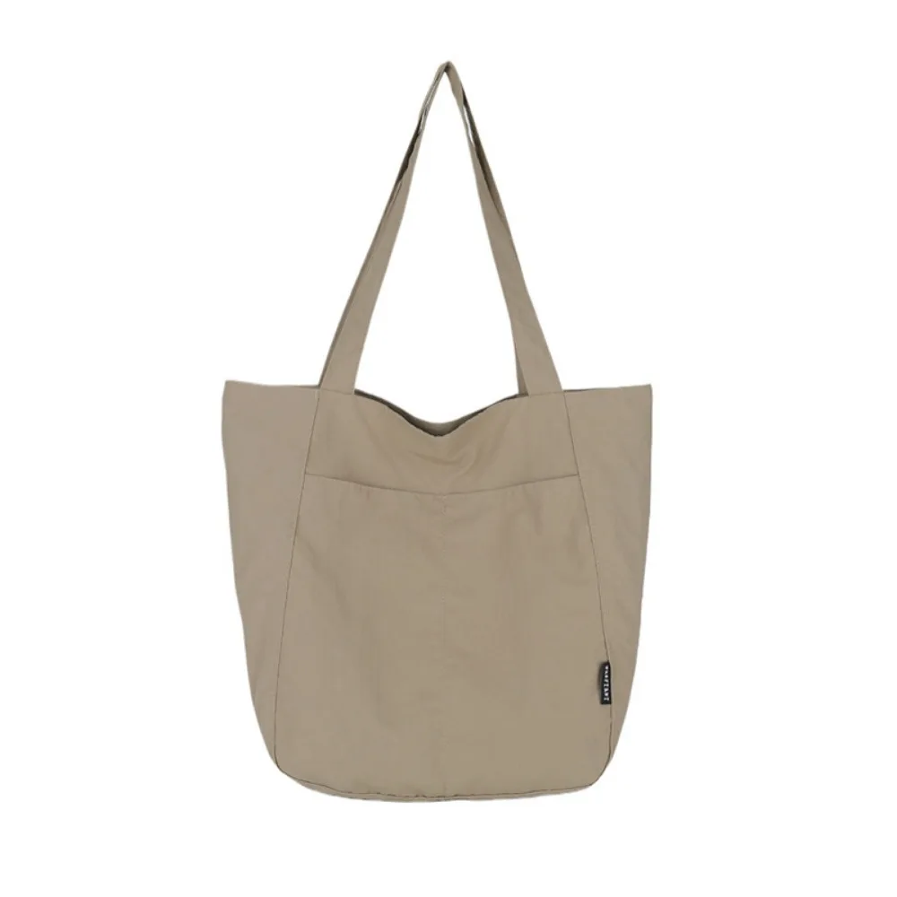 

Casual Canvas Shoulder Bag Zipper Solid Color Nylon Tote Bag Large Capacity Waterproof Travel Handbag Top Handle Bag