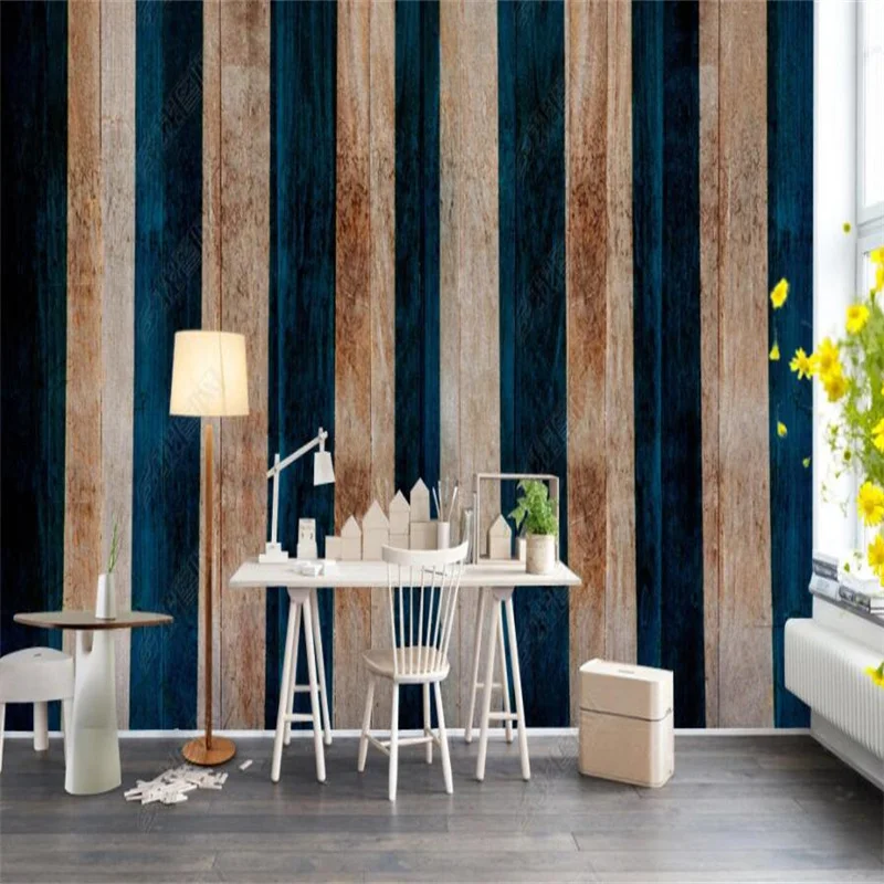 

Simple Vertical Stripes Mediterranean Style Retro 3D Photo Wall Paper Home Decor Custom Mural Cafe Industrial Decor Wallpaper