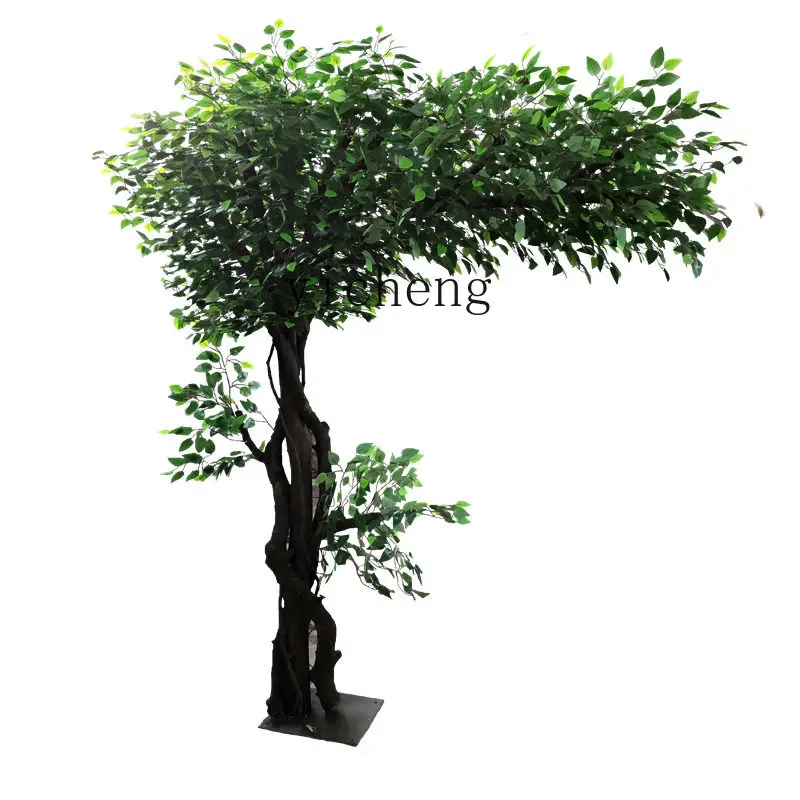 

XL Simulation Banyan Tree Fake Trees Golden Banyan Tree Pachira Macrocarpa Solid Wood Trunk Indoor Simulation Green Plant