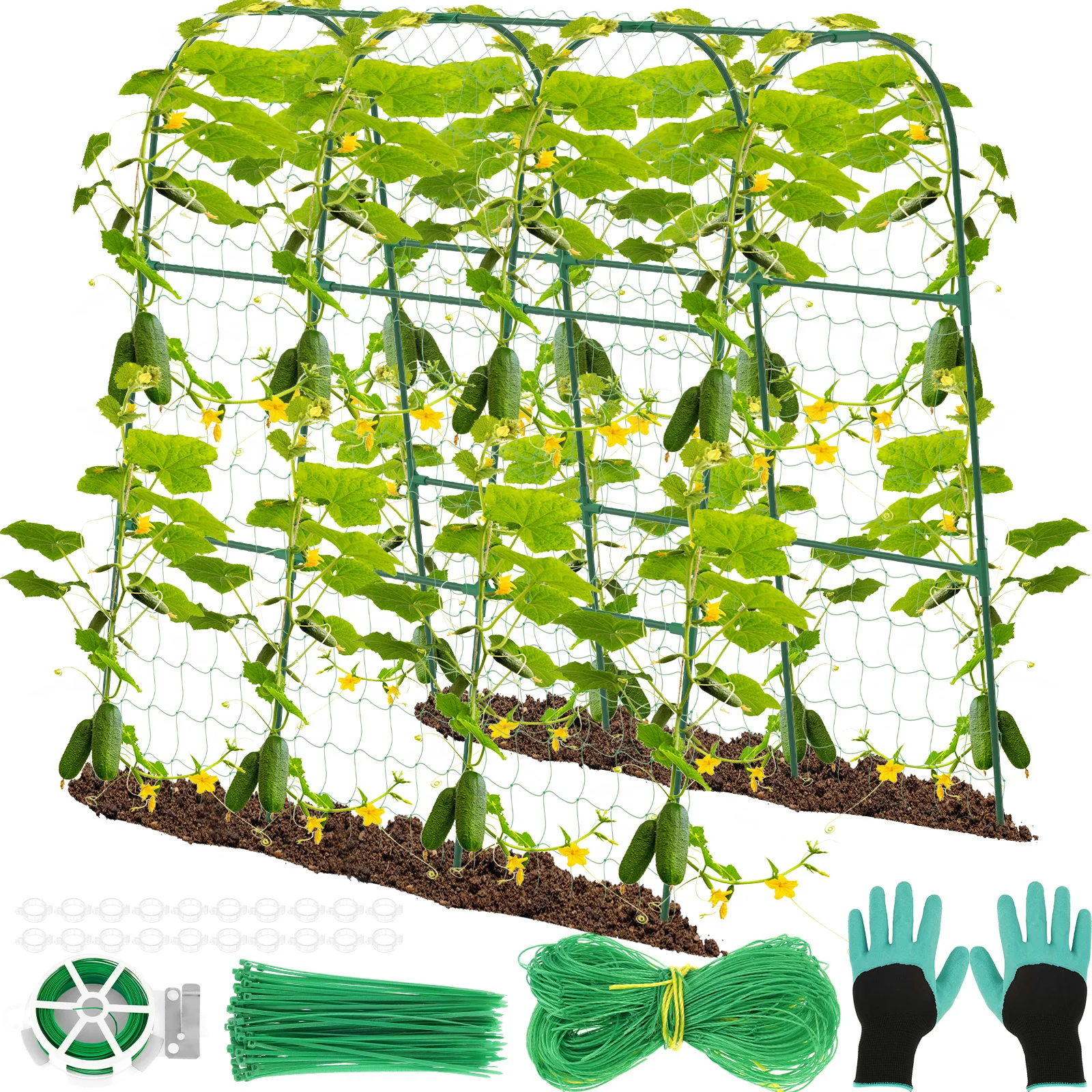 Garden U Shape Vegetable Trellis Cucumber Trellis for Raised Bed Cucumber Support Frame Metal Pea Tunnel for Climbing Plants New