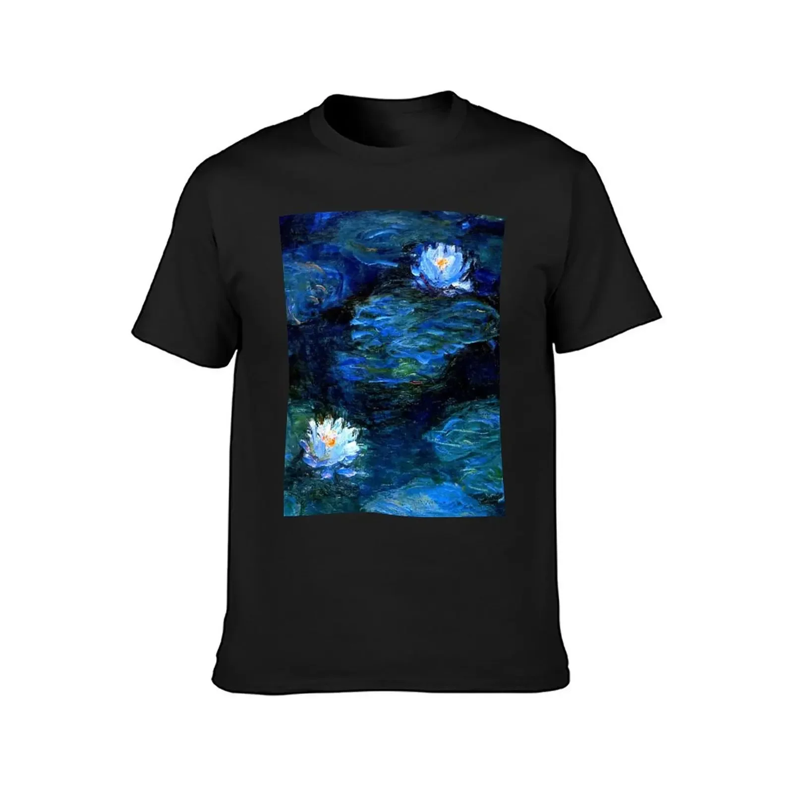 Water Lilies Monet deep blue T-Shirt anime tshirt shirts graphic tee designer shirts t shirts for men cotton