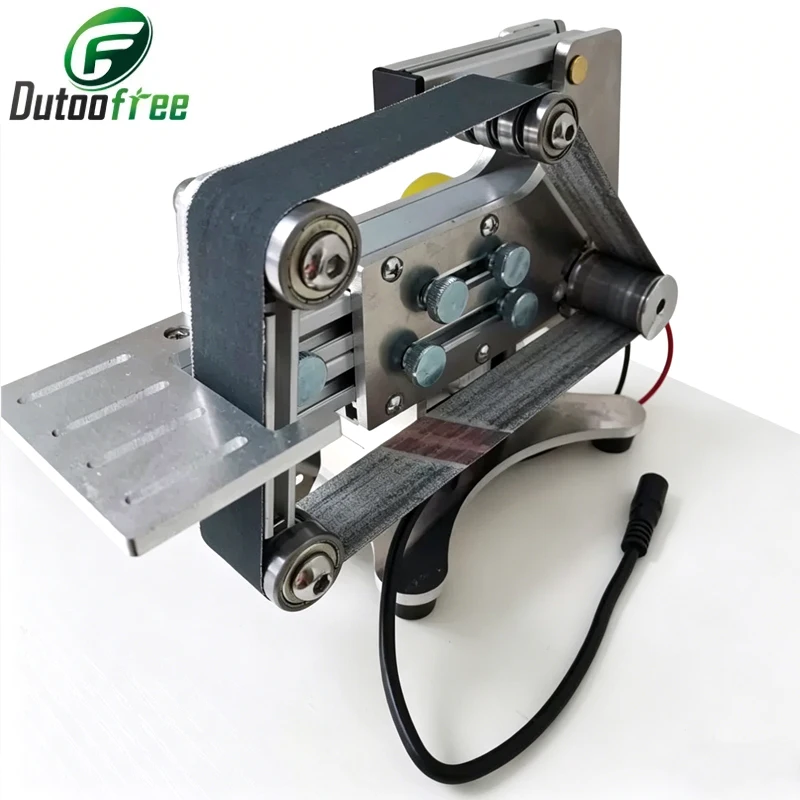 

Mini Electric Belt Sander Speed Adjustable Desktop Grinder Polishing Machine DIY Wood Metal Knife Sharpener with Sanding Belts