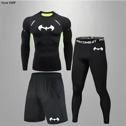 Zestawy dla mężczyzn czarna odzież sportowa koszule kompresyjne siłownia bieganie komplet treningowy mężczyzn Rashguard MMA BJJ Jiu Jitsu BAt/-Man