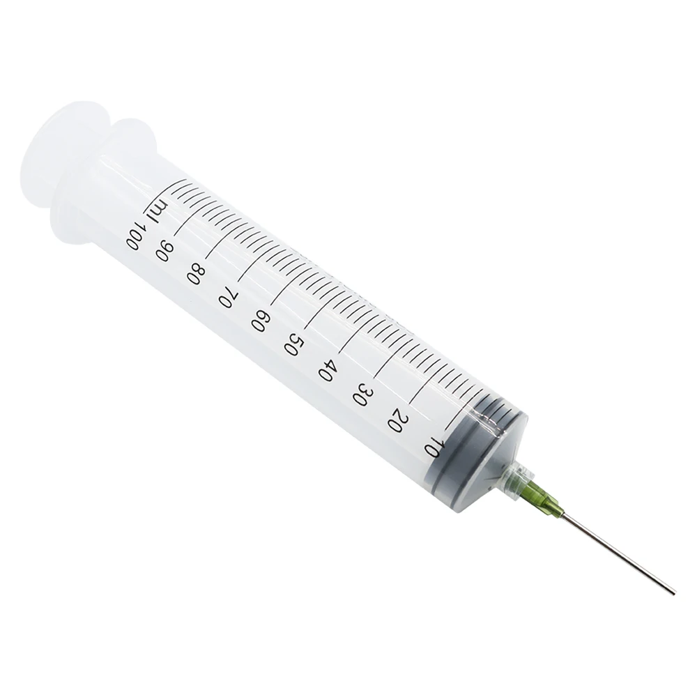 100 ml/200 ml Spritze mit großem Fassungsvermögen, Kunststoff-Luer-Lock-Spritze mit Klebernadel zum Abgabe von Kleber, Öl-Kleber-Flüssigkeit, Haustierfütterung – Detail 4