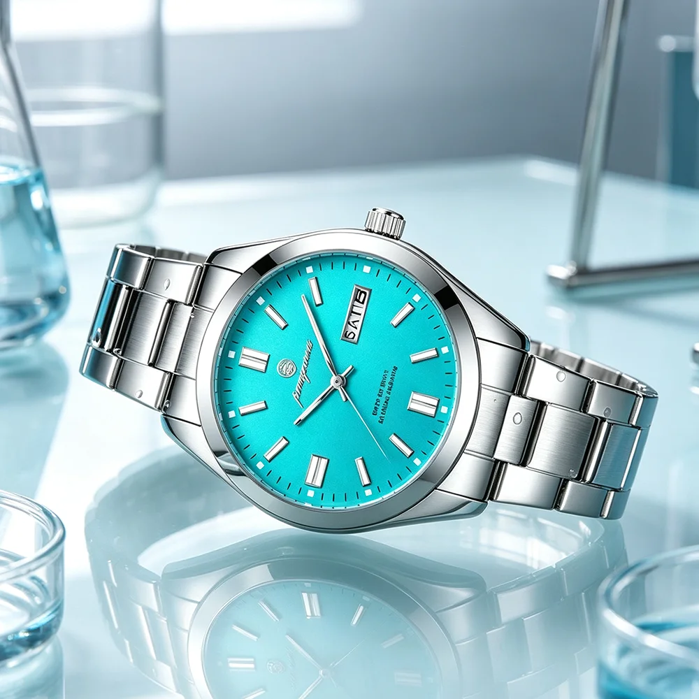 PAAZOMU Men's Analog Quartz Watch with Day Date Stainless Steel Band Waterproof Fashion Wristwatch for Men