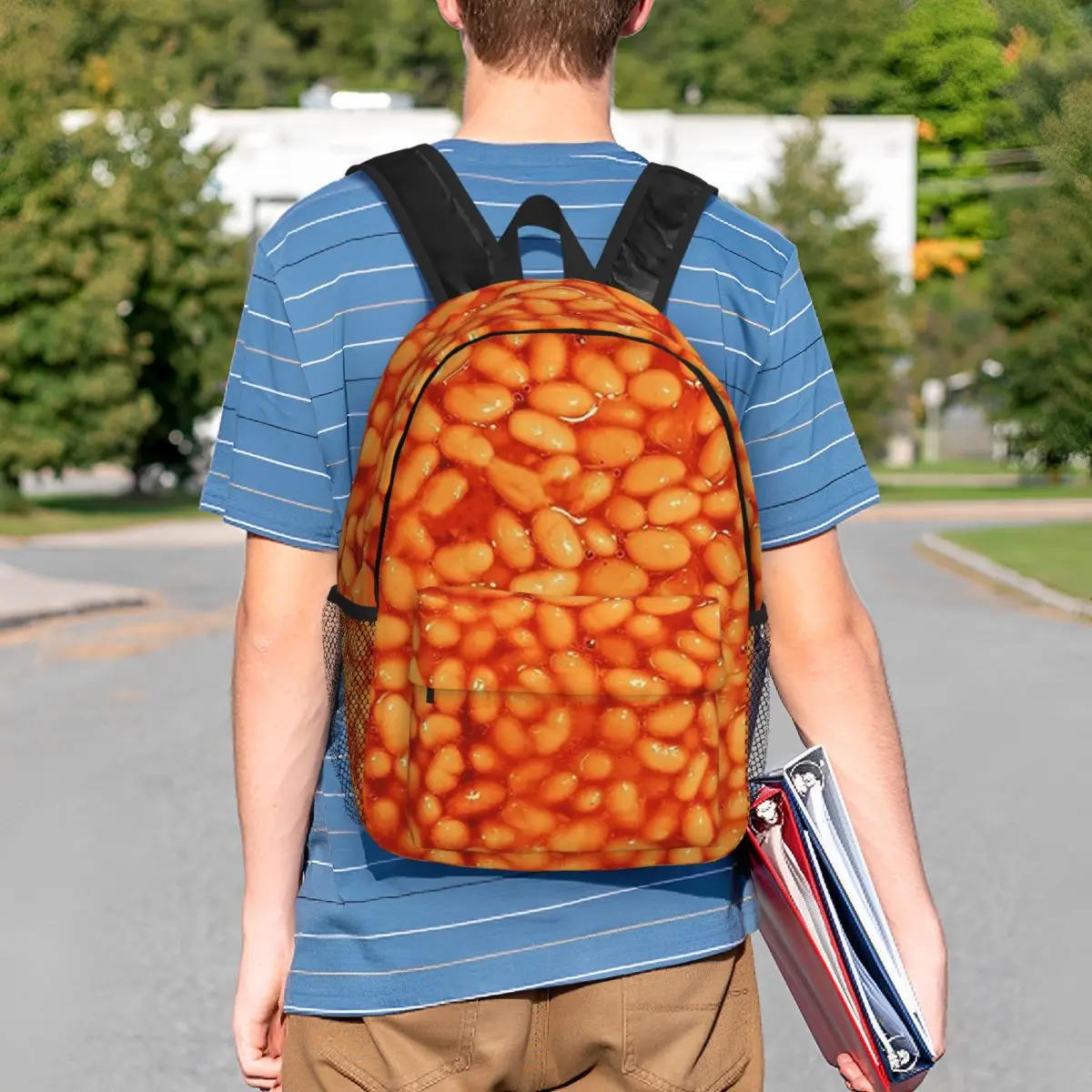 

Baked Beans Backpack Student BookBag Kids School Bag Laptop Shoulder Bags for Men Women