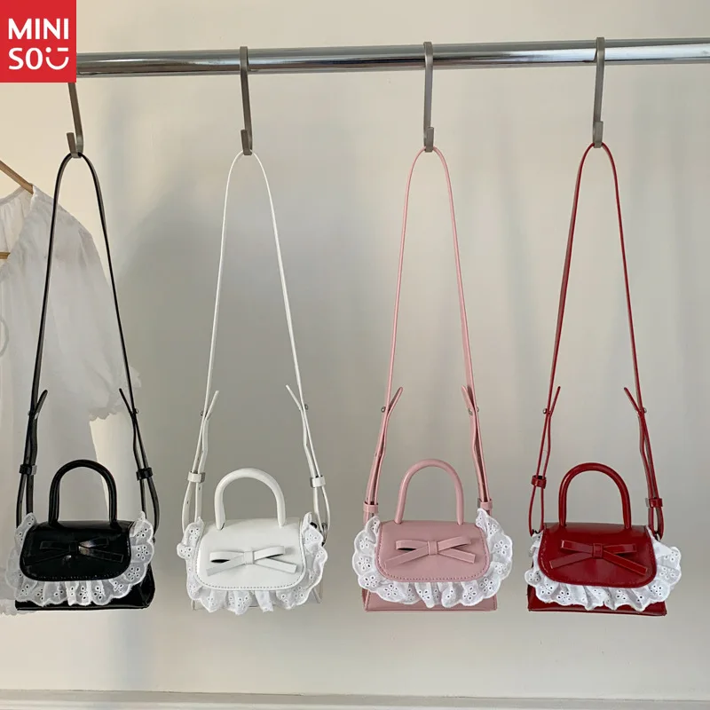 Miniso Square Bow Purse for Girls, Chic Mini Crossbody Bag for Kids