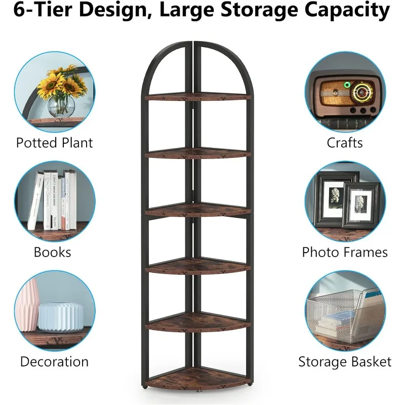 Imagem -04 - Rústico Planta Stand Display Rack Estante de Canto Alto para Espaço Pequeno Prateleira de Canto de Camadas