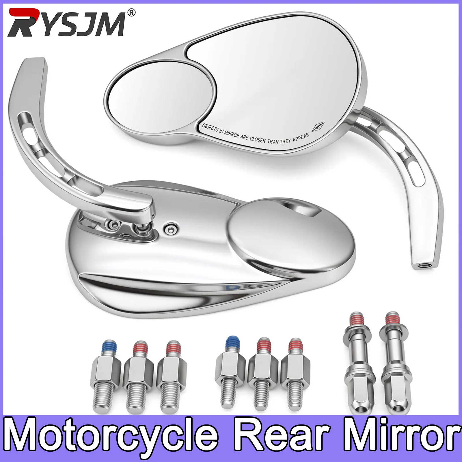 Espelhos Laterais Traseiros para Motocicletas M8 M10 para Harley, Honda Road King, Touring, Sportster, Fat Boy, Softail, Bobber, Chopper