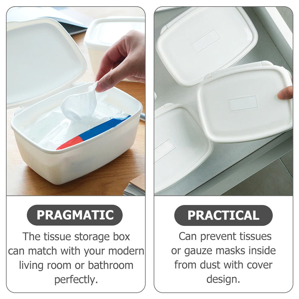 

Plastic Square Box Wet Wipes Container Tissue Holder White PP Material Baby Paper Napkin Case Dustproof Desktop ganizer Storage