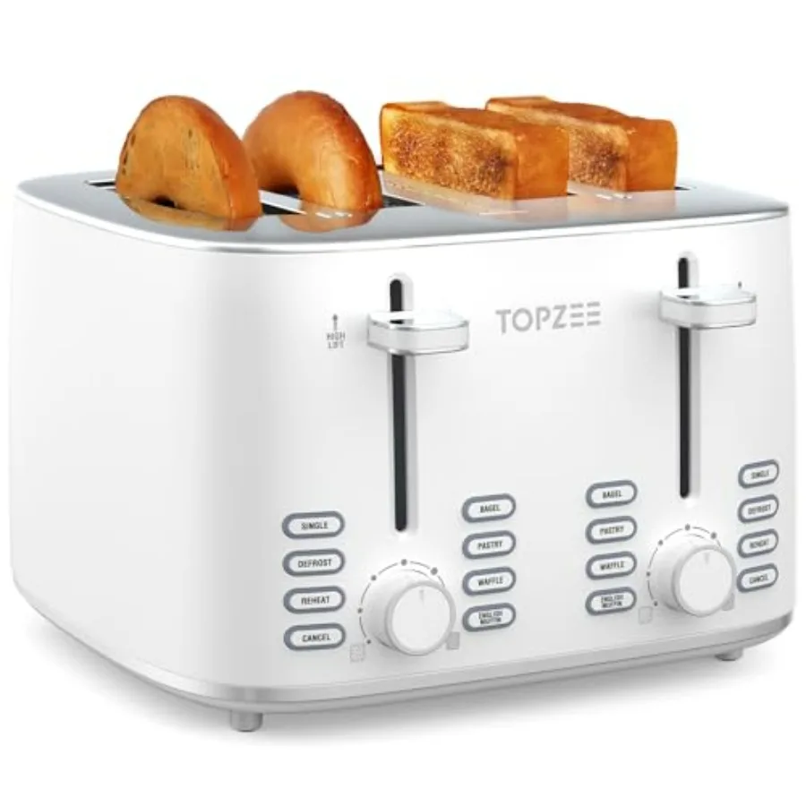 

4 Slice Toaster with Dual Independent Control 1.5 Wide Slots for Bagel Muffin Waffle Gluten Free Bread 7 Shade Settings Defrost