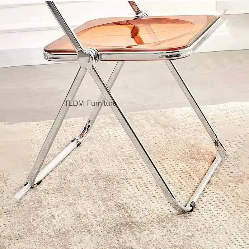 Kitchen Space Saving Dining Chair Camping Minimalist Acrylic Folding Dining Chairs Luxury Chrome Legs Chaise Design Furniture