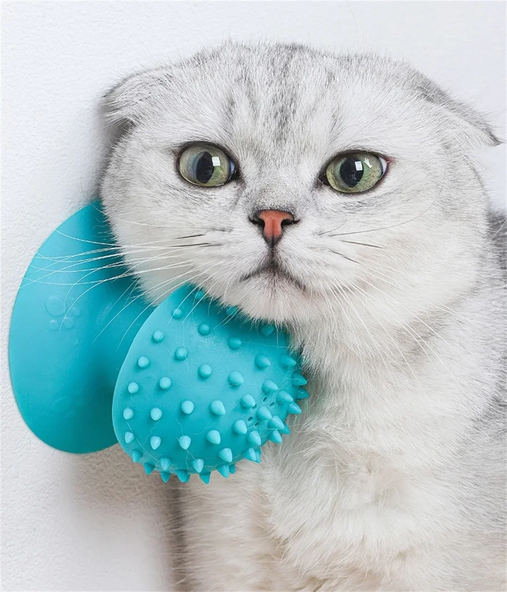 Pet Cat Brush Hair Removal Massage Comb Cats Rubbing Tickling Brush Rubs Face Grooming Self Cleaning Scrubber Beauty Products