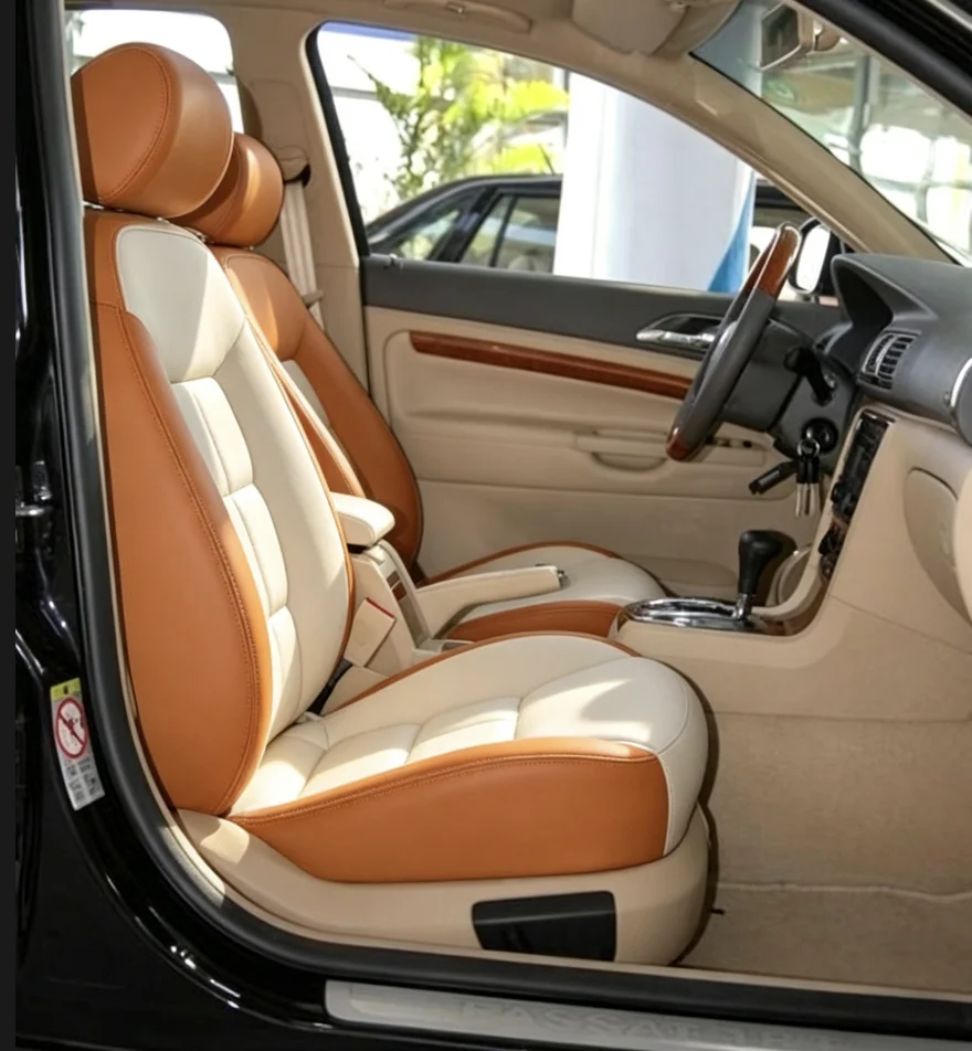 Für Passat B5 2000~2004 Maßgefertigte Autositzbezüge Luxuriöses Nappaleder 100% Passgenau Innenausstattung 360 ° Vollständige Abdeckung – Detail 4