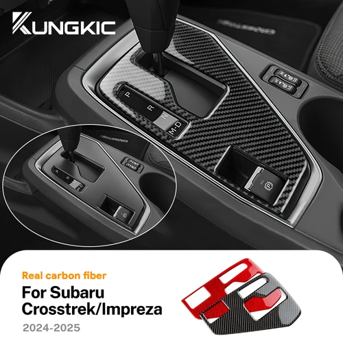 Pegatina de fibra de carbono suave Real para Subaru Crosstrek Impreza 2024 2025 USDM versión Base LHD RHD Panel de cambio de marchas Interior de coche