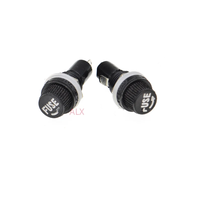 10PCS 5*20MM BLACK GLASS FUSE HOLDER 5*20 insurance tube socket fuseholder for 5X20MM 5X20
