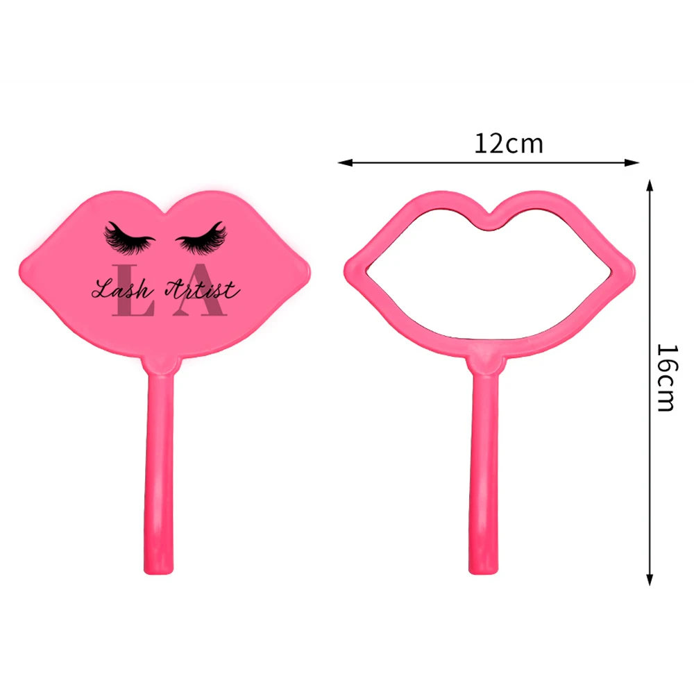 1 قطعة شكل الشفاه يده مرآة لوضع مساحيق التجميل لاش التكنولوجيا الفنان الأشياء الوردي الأحمر الأبيض رمش تمديد المرايا صالون أداة الملحقات