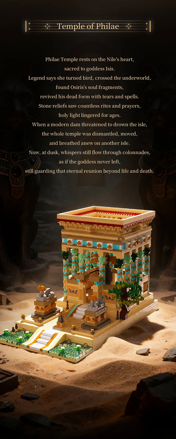2015PCS Temple Of Philae MOC Building Blocks Ancient Egyptian Micro Mini Architectural DIY Model Bricks Toy Statues Gift