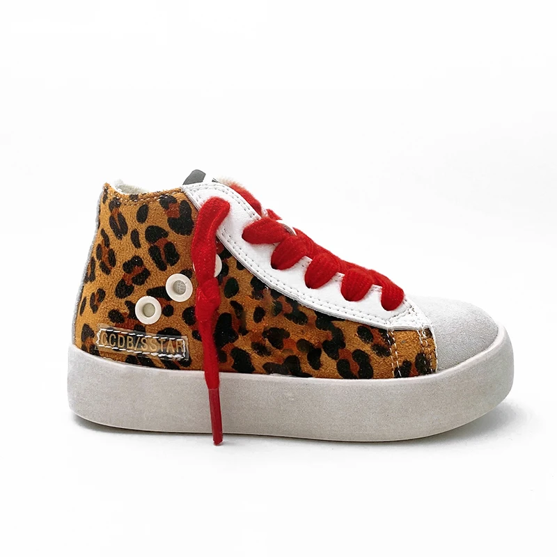 

Leopard Design Boys Sneakers Shoes for Sport 2024 Custom Baby Winter Shoes for Girls Leather High Top Star Kids Casual Sneakers