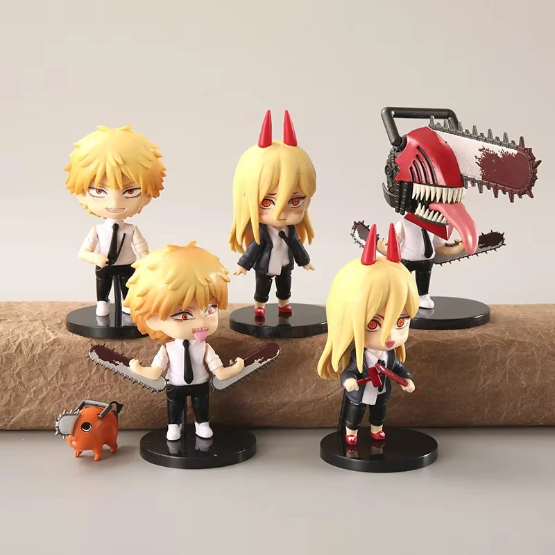 Juego de 6 Figuras de Anime de Chainsaw Man, Figuras de Acción de PVC de Denji y Pochita, Colección de Juguetes, Muñecos de Anime, Regalo para Niños