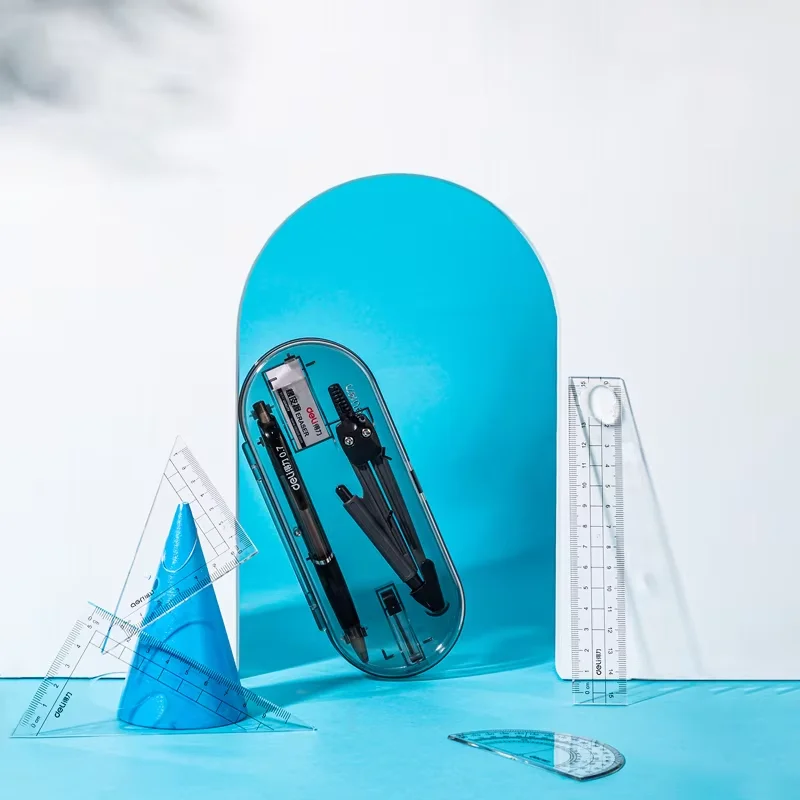 مجموعة أدوات الصياغة الاحترافية من DELI مكونة من 8 قطع مع مجموعة هندسية منقلة مسطرة بوصلة للطلاب