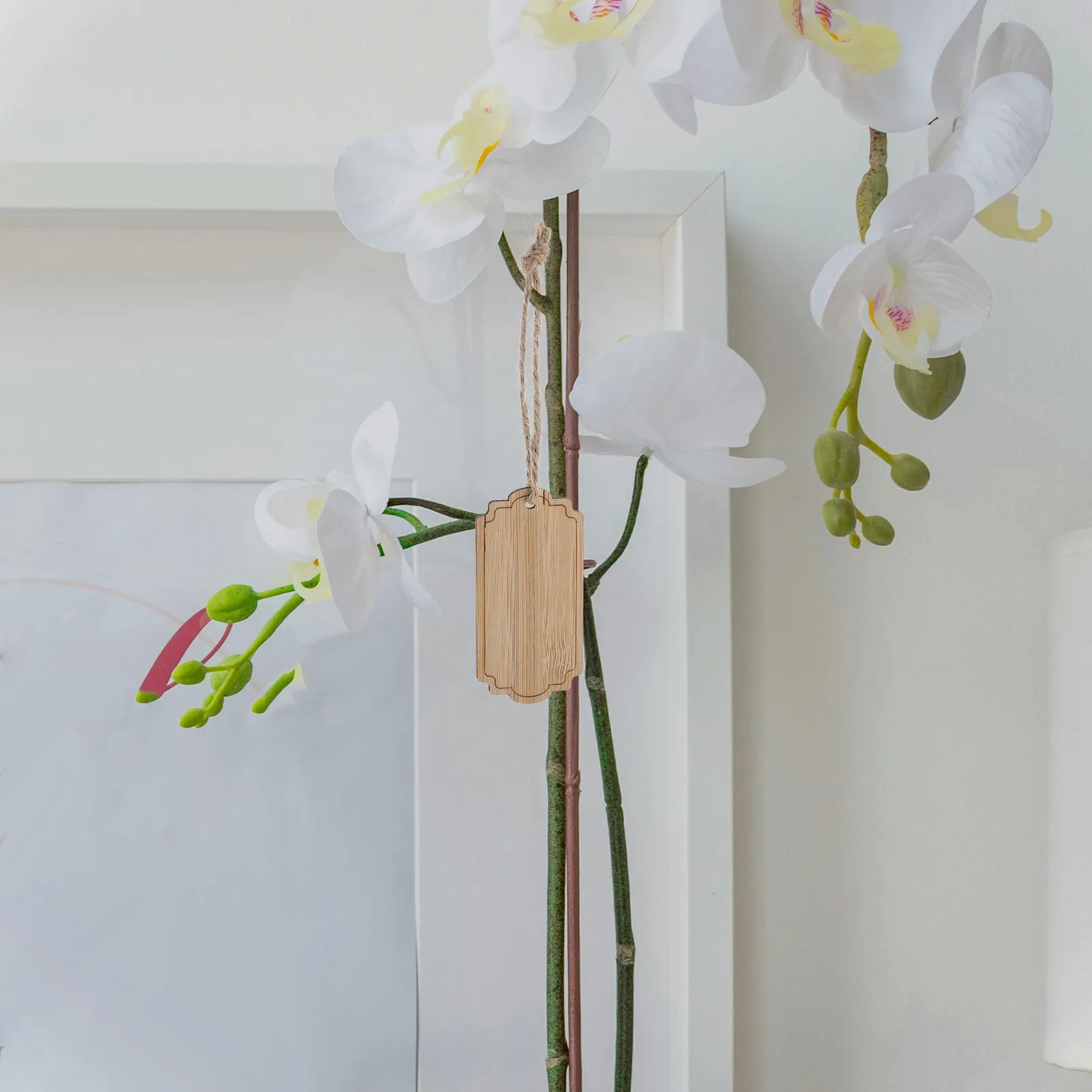 10Pcs Wooden Hanging Plant Labels Rectangle Garden Markers for Outdoor Indoor Use Potted Plants Classroom Balcony Vegetable