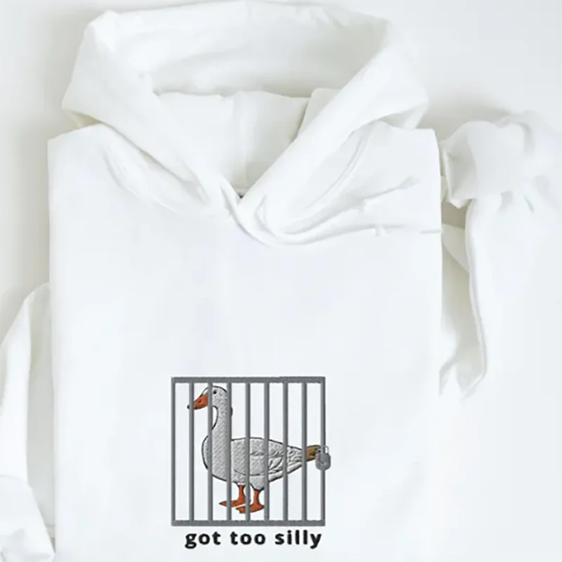 

Silly Goose Got Too Silly Забавная толстовка унисекс Удобная хлопковая толстовка с капюшоном с графическим рисунком для мужчин и женщин Повседневная одежда