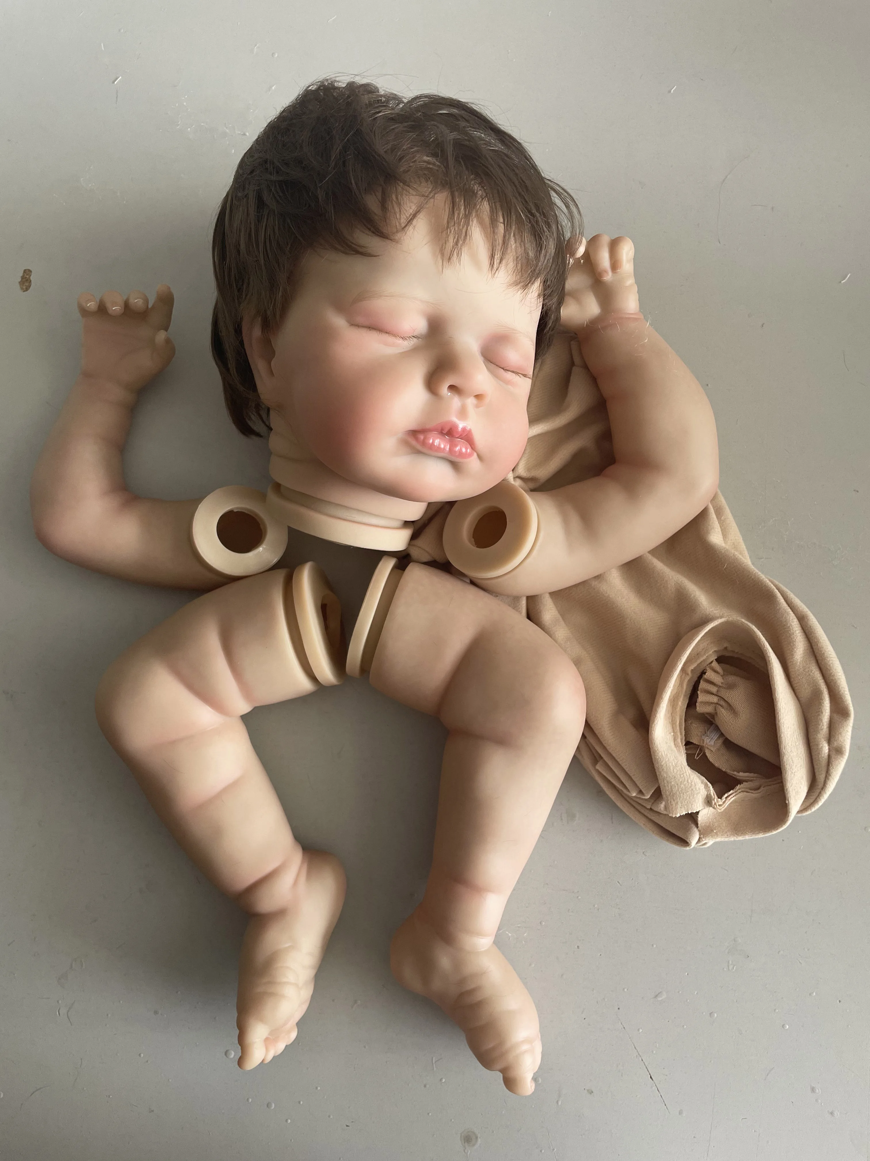 48 سنتيمتر تولد من جديد مجموعات الدمى Loulou مع الجلد ثلاثية الأبعاد Venis العديد من التفاصيل أجزاء الدمية المفككة مع الجسم والعيون القماش