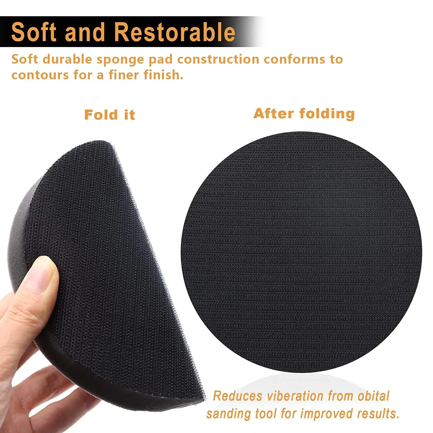 3Pcs Interface Pads,6 Inch Hook Loop Soft Sponge Cushion Buffer Backing Pad for Orbital Sander Automotive Woodworking Polishing