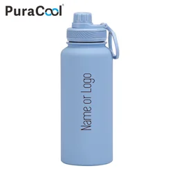 PuraCool Custom Water Bottle 1000ml/1L/32oz Insulated Thermos Tumbler Flask Customised Name