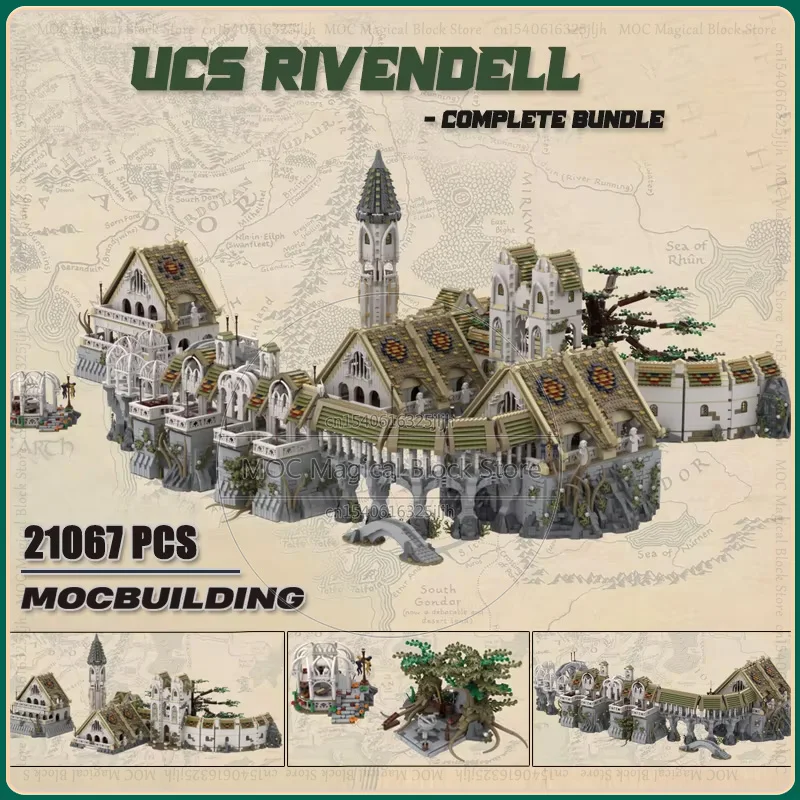 Bloques de Construcción Moc de la Famosa Película Rivendell UCS, Ciudad Mágica de Hadas, Colección Completa de Modelos, Juguete de Ensamblaje DIY para Exhibición, Regalos