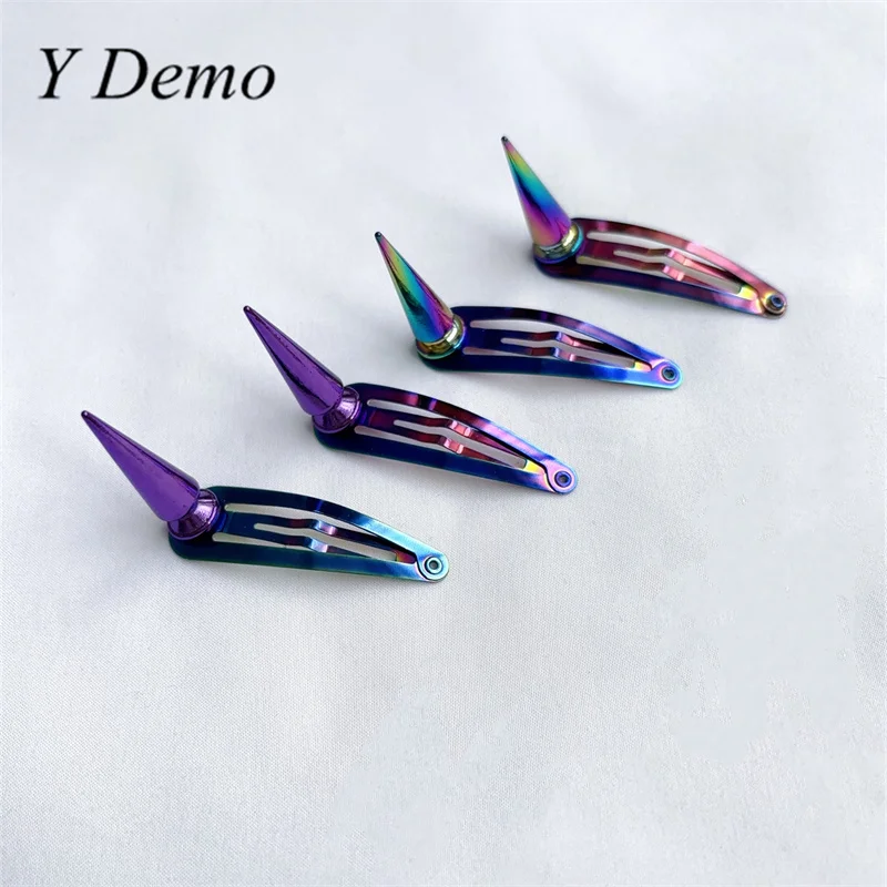 Y Demo 1 Pair Punk Alloy Sparks Hairclip Punk Electroplating Horns Hairpin Women Hair Accessory