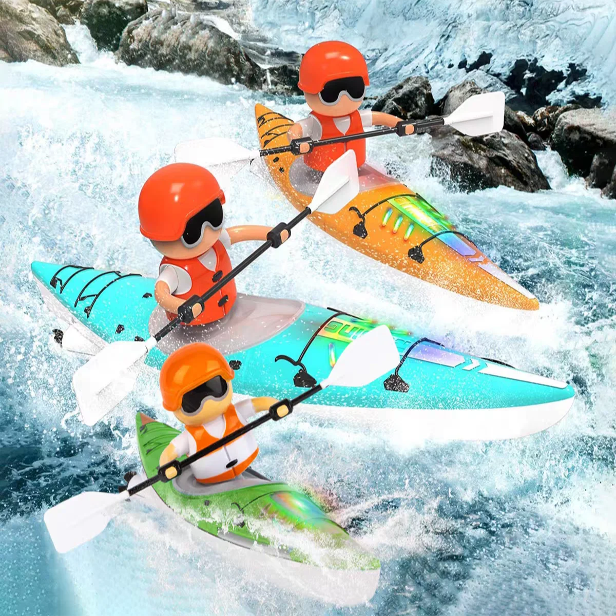 

2.4G Remote Control Boat Kayak Paddling Racing Speedboat Rowing Ship Outdoor Competition Game Waterprooof Toy Kid Birthday Gifts