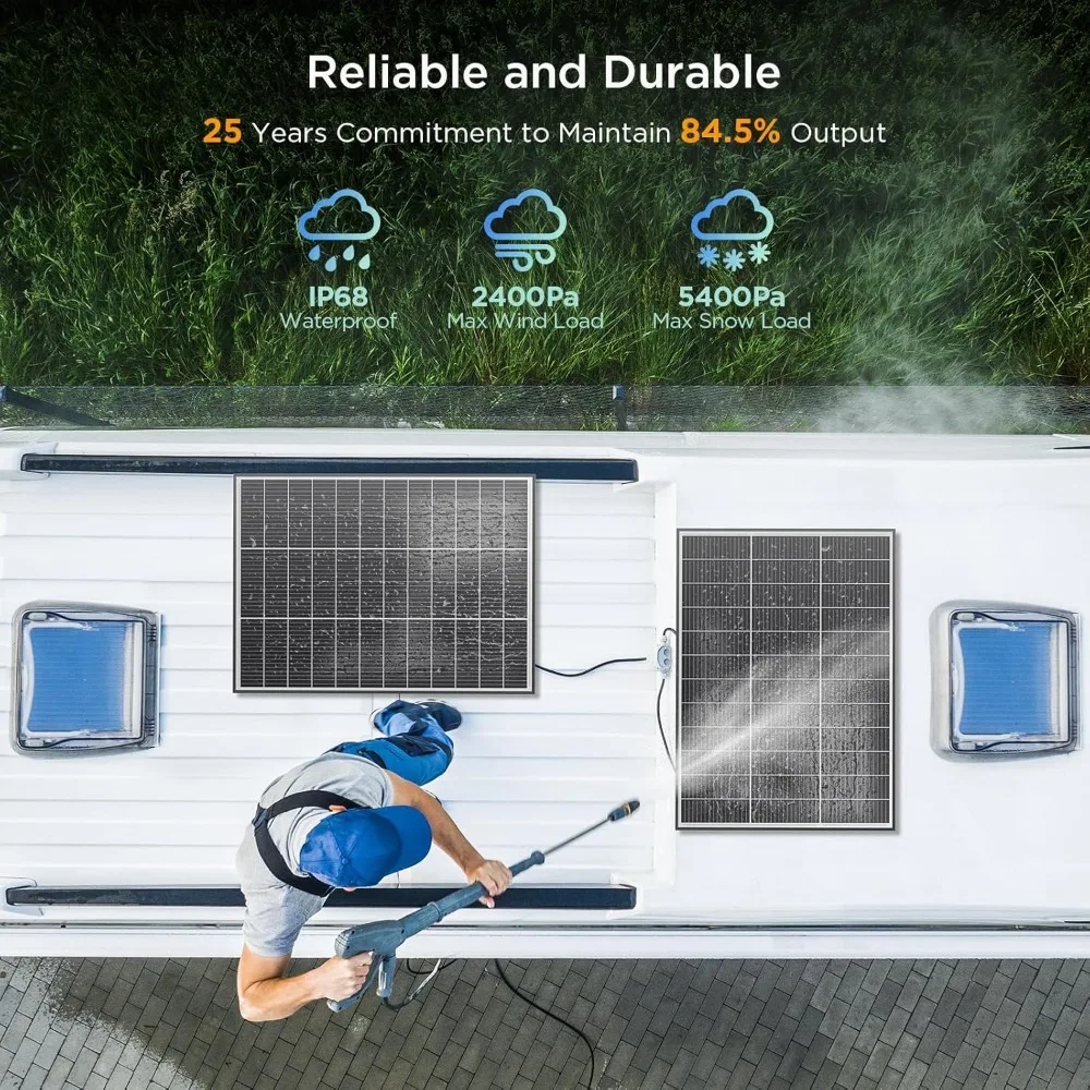 Panel surya 200 Watt 12V, 2 buah Panel surya 16BB 100W tipe N, 25% modul PV monokristalin efisiensi tinggi, Ideal untuk RV