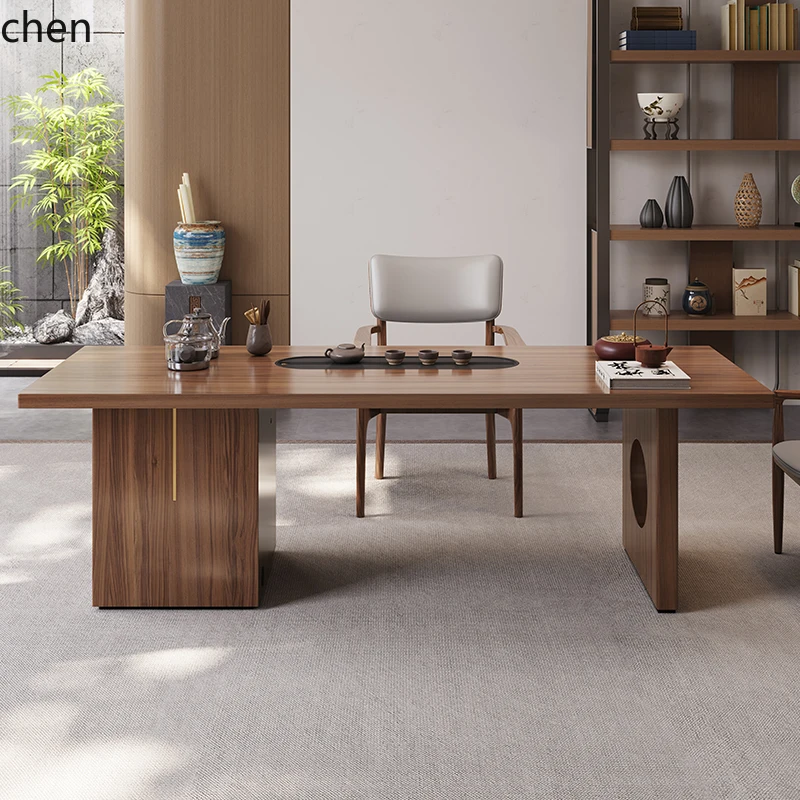 TQH طاولة شاي من الخشب الصلب وكرسي مجموعة كبيرة من طاولة الشاي مجموعة بسيطة مكتب حديث راقي #5