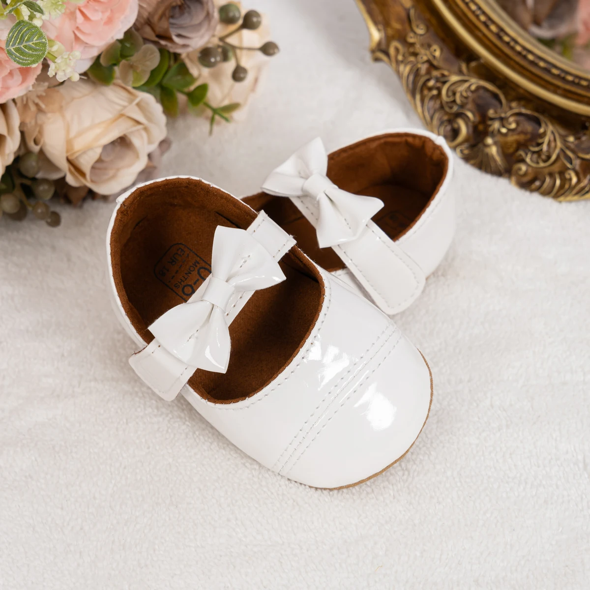 KIDSUN Bowknot Baby Girls Shoes PU Leather Soft Rubber Sole Infant Newborn Anti-Slip Toddler Wedding Princess Party Dress Shoes