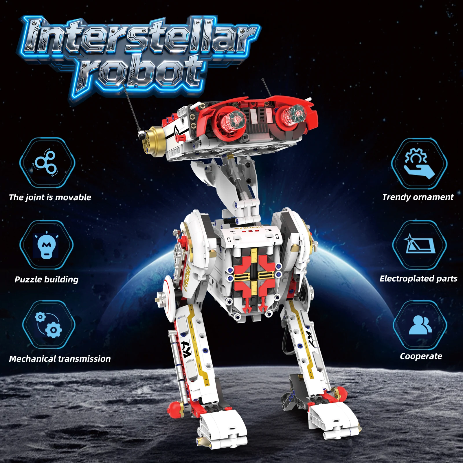 Interstellar Machine Probe Dog Model 1034PCS Small Particle Assembly Blocks Sci-Fi Robot Animal Building Toy Gift Idea
