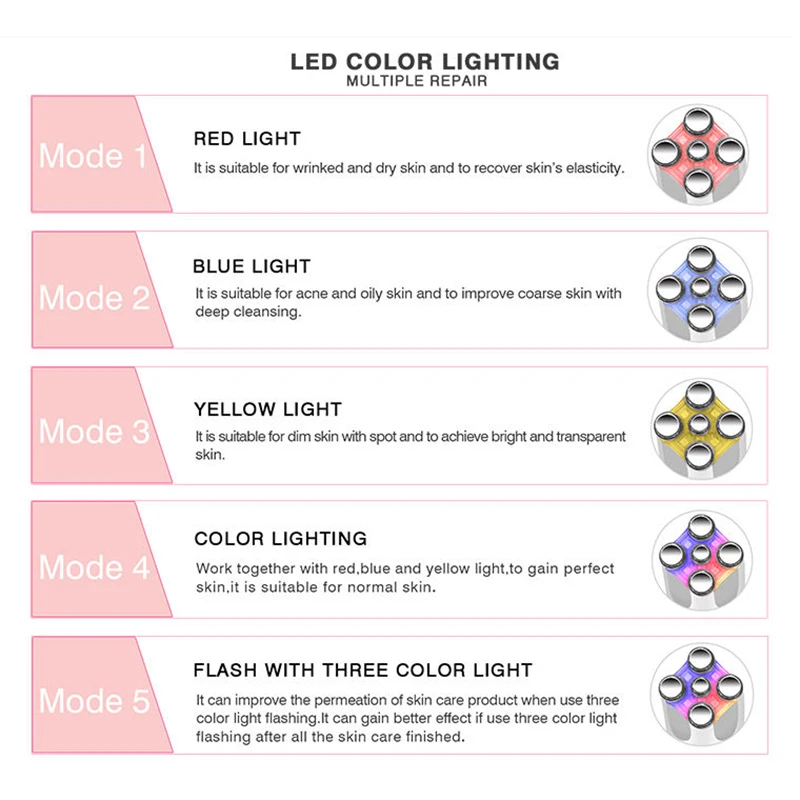 Dispositivo di bellezza per terapia della luce a LED con microcorrente EMS Strumento di bellezza domestico per macchina di bellezza antietà e riduzione delle rughe
