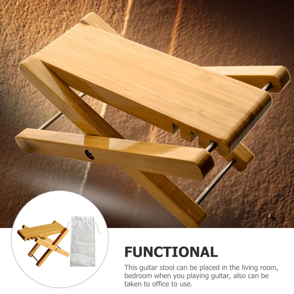 

Guitar Footstool Wooden Foldable Adjustable Durable Sturdy Practical Storage Bag Reasonable Design Safe Use