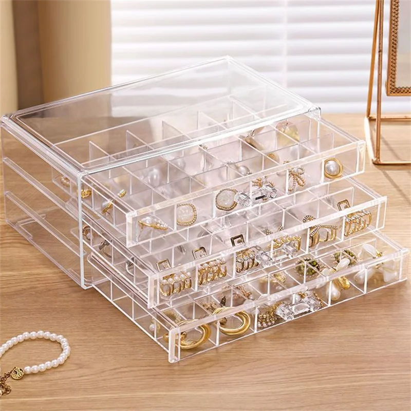 

3-Layer 72-Grids Diamond Painting Storage Box Nail Art Jewelry Rhinestone Storage Container Ring Earring Necklace Storage Box