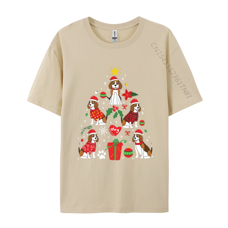 Beagle Christmas Ornament Tree Vintage T Shirts Tops Tee Vintage Harajuku Oversized Clothes Graphic T Shirts Men Cotton