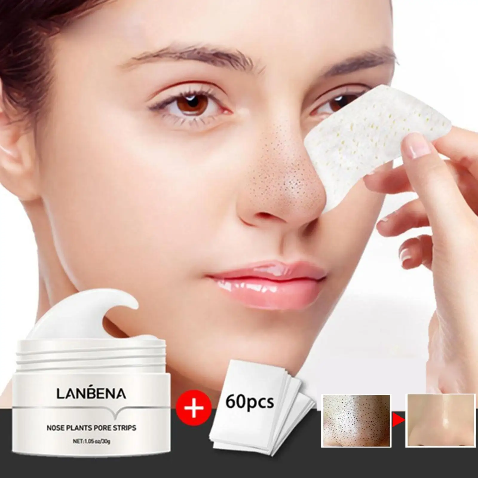 LANBENA Blackhead Remover Nose Mask Pore Strip Peel Off Black Dots Tear Off Mask 30g Anti Acne Treatment Deep Cleansing Skincare