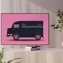 Famous Classic Pink Rapha RCC Citroën H Van Car Series Poster For Room Living Home Wall Art Decor Print Pictures Canvas Painting