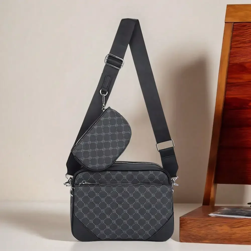 

3 шт./компл., мужская сумка через плечо из искусственной кожи, сумка-мессенджер с портмоне, кошелек и клатч, подходит для деловых поездок на работу