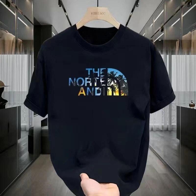 

2025 Cotton Summer New Trendy Brand Ins Men's Short-sleeved Tshirt Personalized Trend Handsome Trendy Men's Casual Versatile Top
