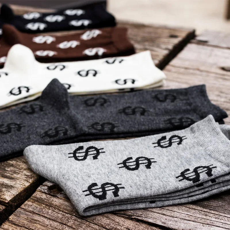 2021New Spring Novelty Men\'s Long Socks Harajuku Money Dollar 3D Patterned Socks Funny Cartoon Sock Pure Cotton For Men