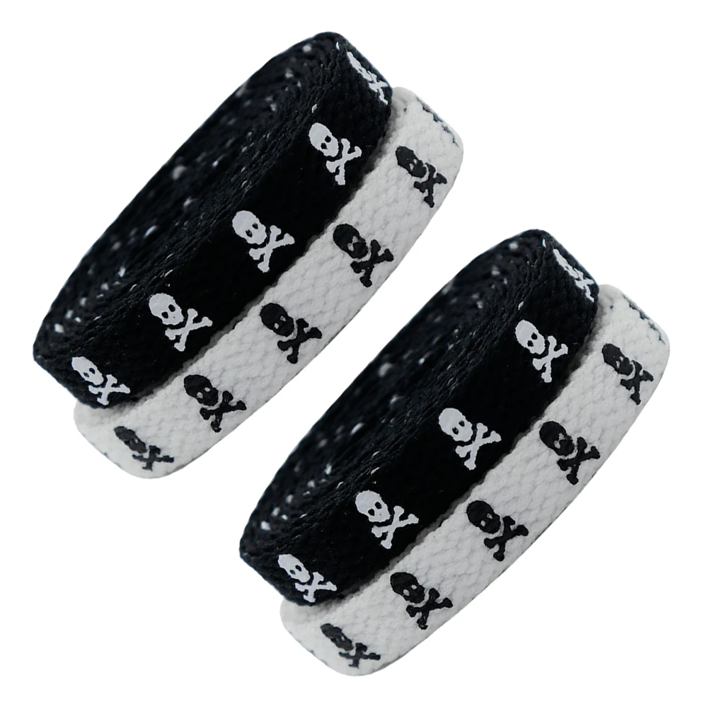 

Flat Shoelaces Durable Polyester Skull Pattern Casual Shoes Sneakers Ties Rope Laces Black White Goth Shoe Laces For Men Women